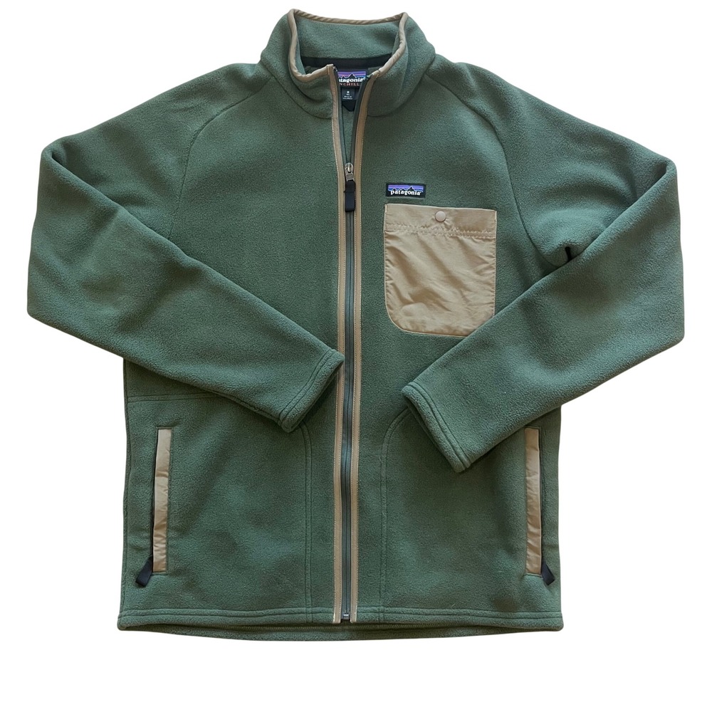 Patagonia Synchilla Full Zip Fleece Karstens Jacket Men Med Green 22990 Sage Tan